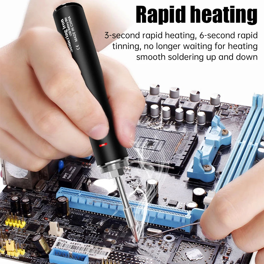 Wireless 5V Soldering Iron Set 18350 Lithium Battery USB Charging DIY Repair Tool Manual Radio Adjustable Temperature