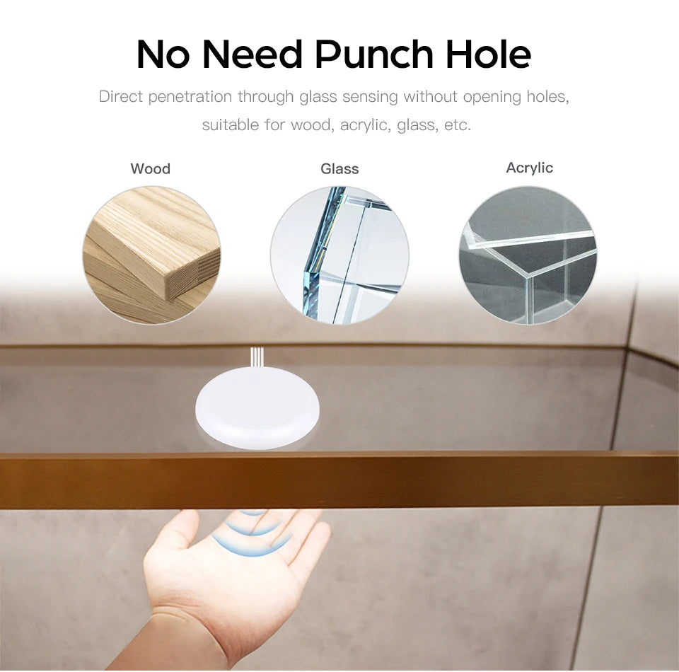DC12V-24V Penetrable 25mm Wooden Panel Glass LED Light Touch Switch 60W Hidden Dimmer Sensor Switch For Closet Cabinet Lighting