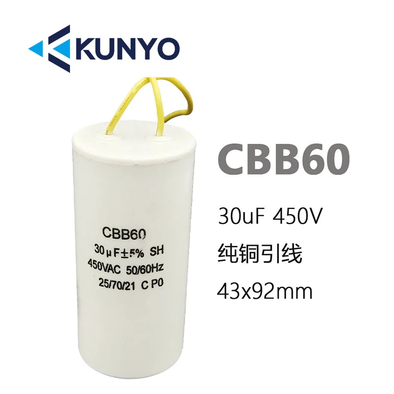 1PCS CBB60 450V Starting Capacitor Motor Run Capacitors 4UF-60UF 4 Pin with Screws for Electric Motor/washing Machine 10uf 20uf