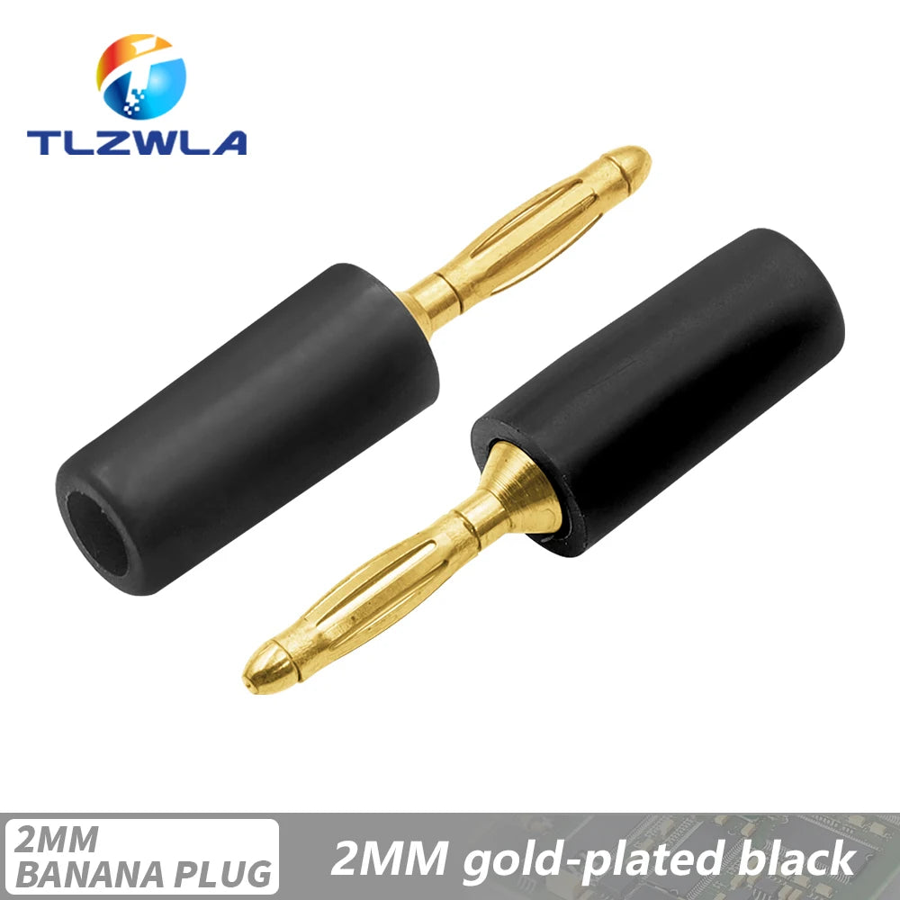 5PCS 2MM Audio Banana Plug Mini Speaker Pure Copper Gold Plated Plug Connector Welded Assembly Experimental Test Cord Head