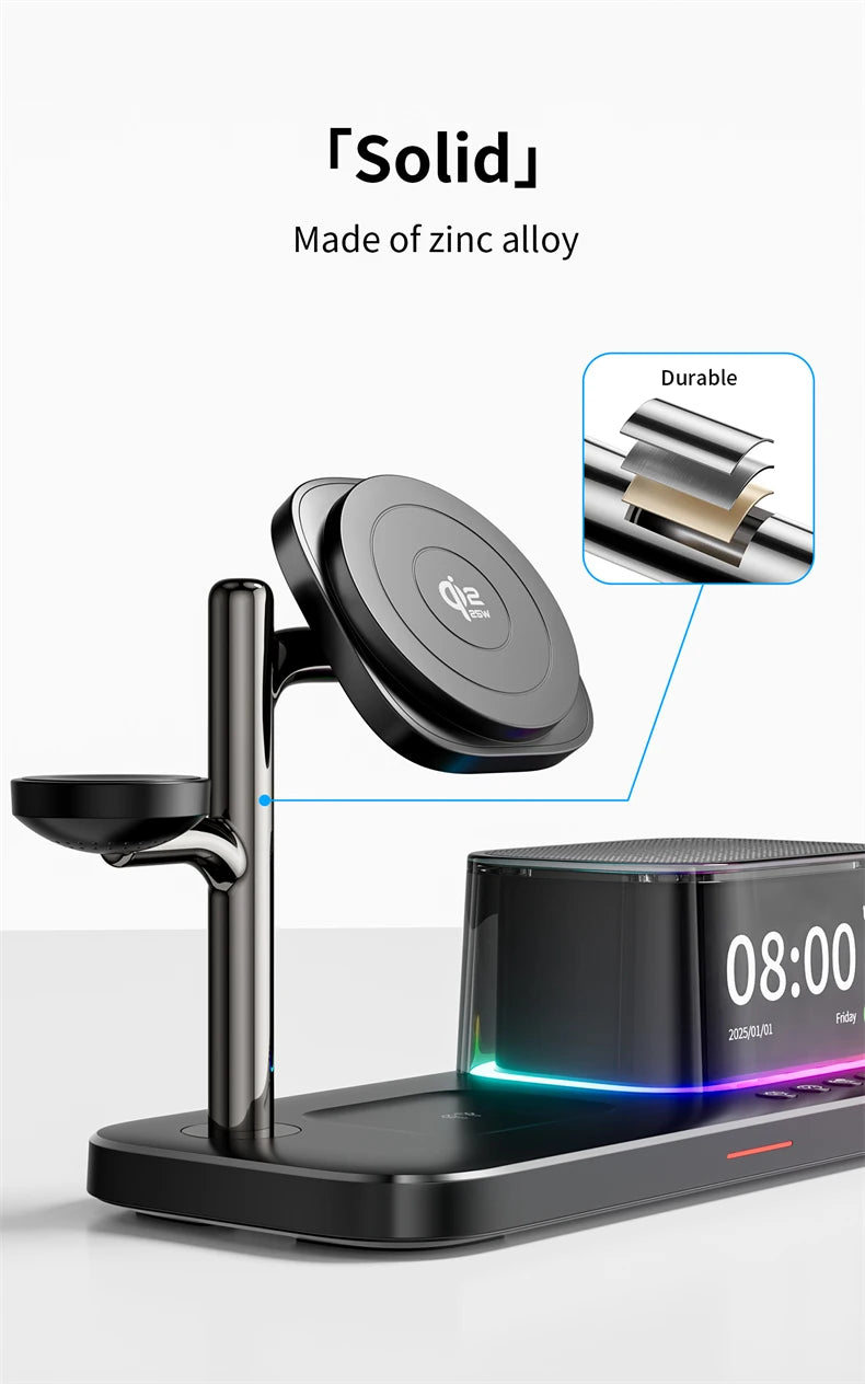 Super Fast QI2.2 25W Magnetic Wireless Charger Station For Galaxy S25/S26 iPhone 17 16 Pro Max Apple& Galaxy Watch Airpods Buds