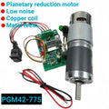 With the controller PGM42-775, this DC gear reducer motor offers adjustable forward and reverse rotation and has a high torque.