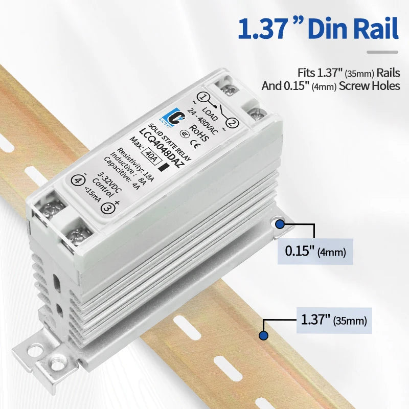 LCTC Solid State Relay DIN Rail Slim SSR 10/15/25/40A 0-10V 0-5V 4-20mA Voltage Regulator Relay With Heat Sink DC-AC DC-DC AC-AC