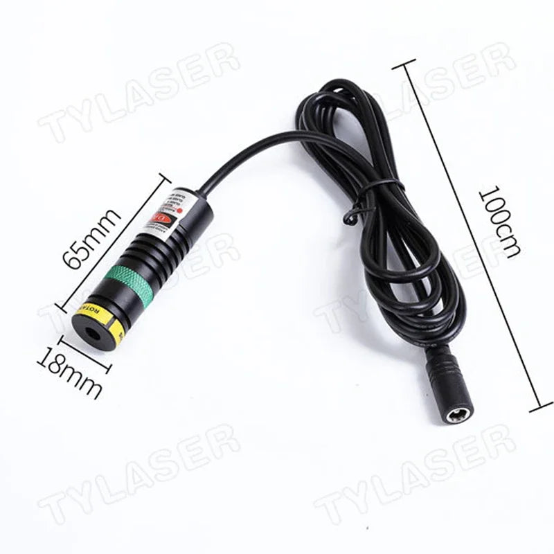520nm Green Line Laser Module Focusable D18x65mm 10-100mw High Precision for Cutting Positioning | FREE EU Adapter