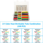 127-800 Pcs Boxed Heat Resistant Tubing Heat Shrinkable Tubing Heat Shrink Packaging Kit Electrical Connection Cable Protection