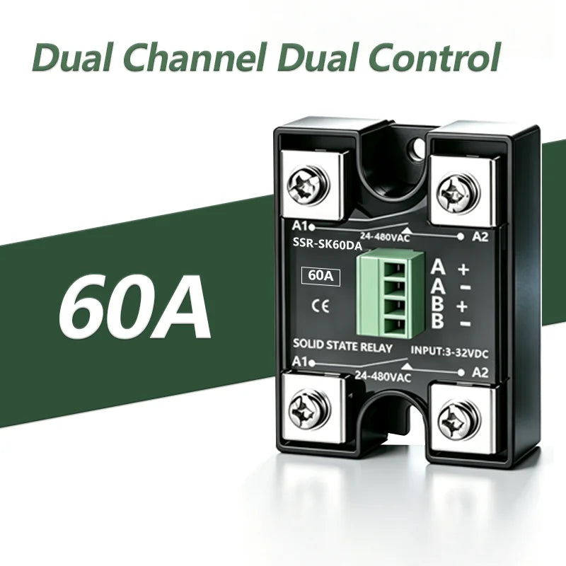 Solid State Relay SSR 10A 25A 40A DC To AC Single Phase Dual Channel Single Control Or Dual Channel Dual Contro