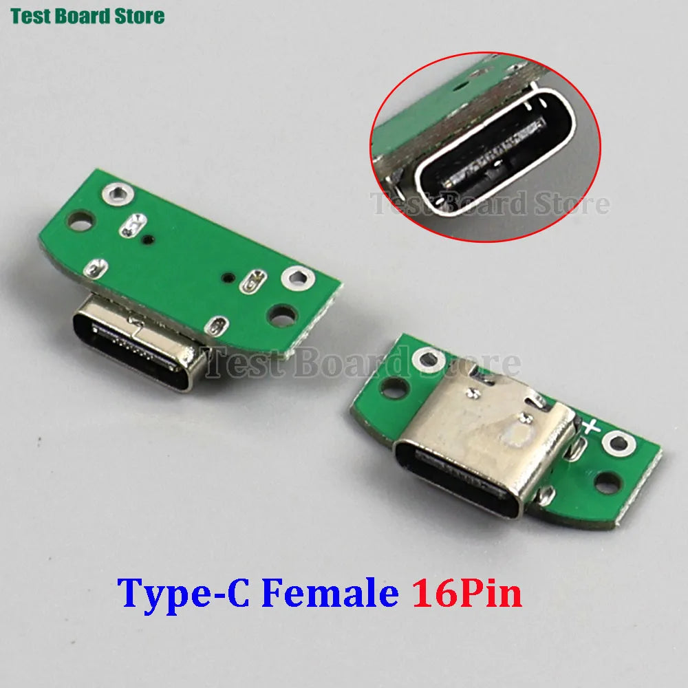 5/10Pcs Type C Female 16pin Connector with 1.25/2.0/2.54 Wire USB Male Plug Electric Terminals Welding DIY Charge Cable PCB Boar