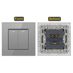 JHJCH - 1 Gang 1/2 Way Stair Switch, Tempered Glass Panel, Rocker Light Switch, On / Off Switch, Toggle Wall Switch