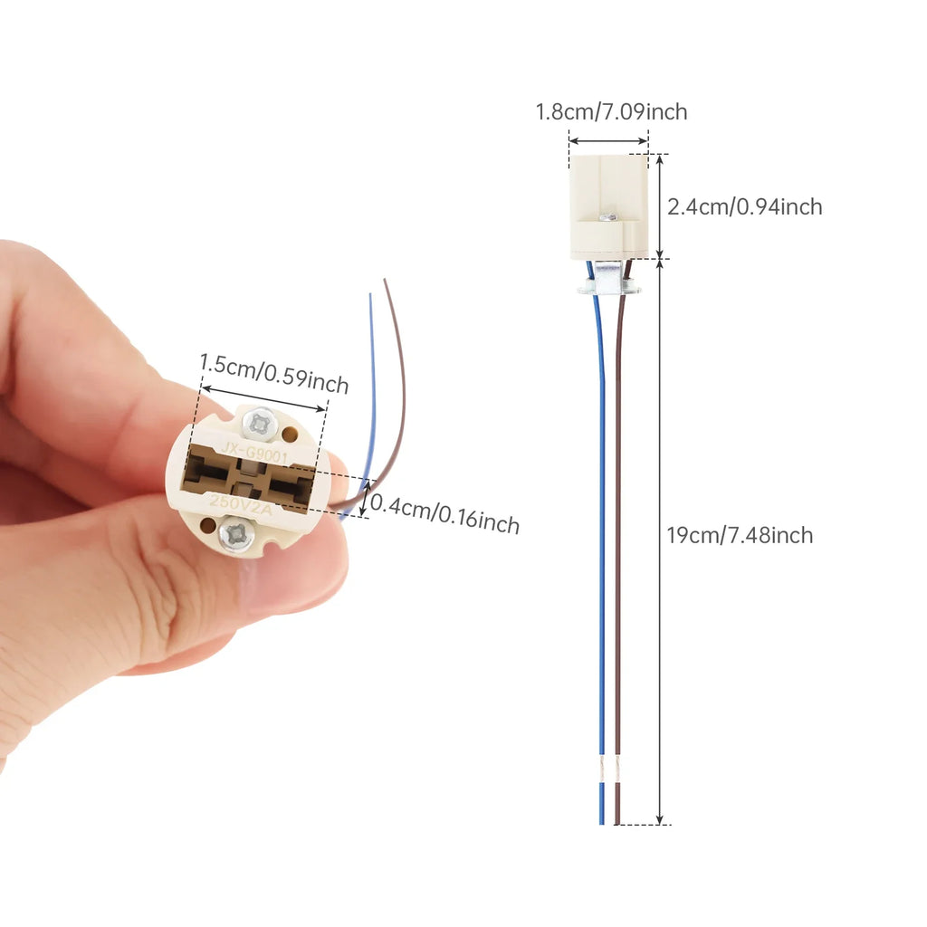 5pcs G9 Light Bulb Socket Ceramic Lamp Base Holder Connector Blue Brown PTFE Wire Bracket Lamp Holders