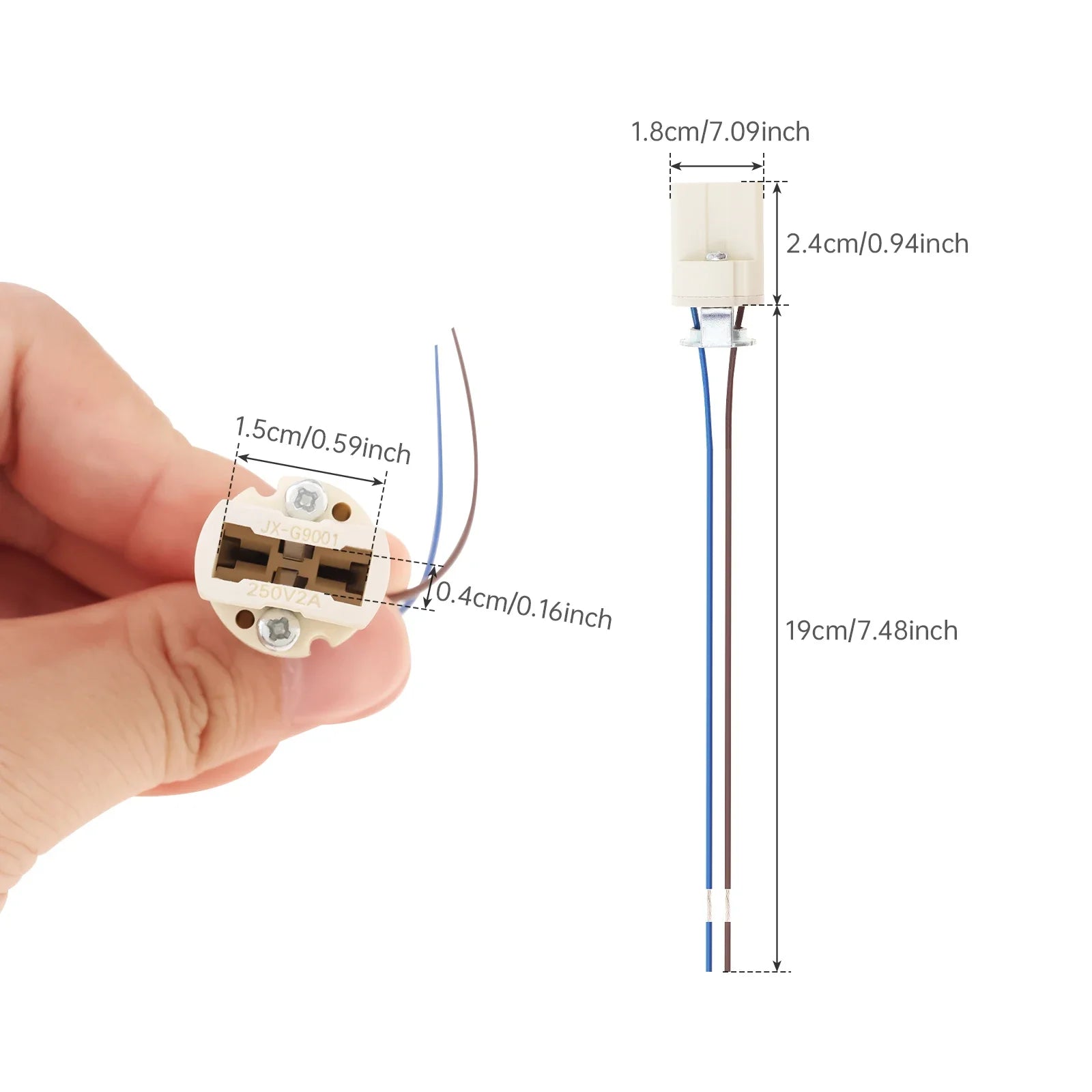 5pcs G9 Light Bulb Socket Ceramic Lamp Base Holder Connector Blue Brown PTFE Wire Bracket Lamp Holders