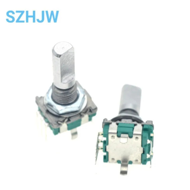 1-100PCS EC11 Rotary Encoder Switch 20 Positions 360 Degree 5Pin Push Button Shaft Length 15mm Plum Bossom Half Shaft