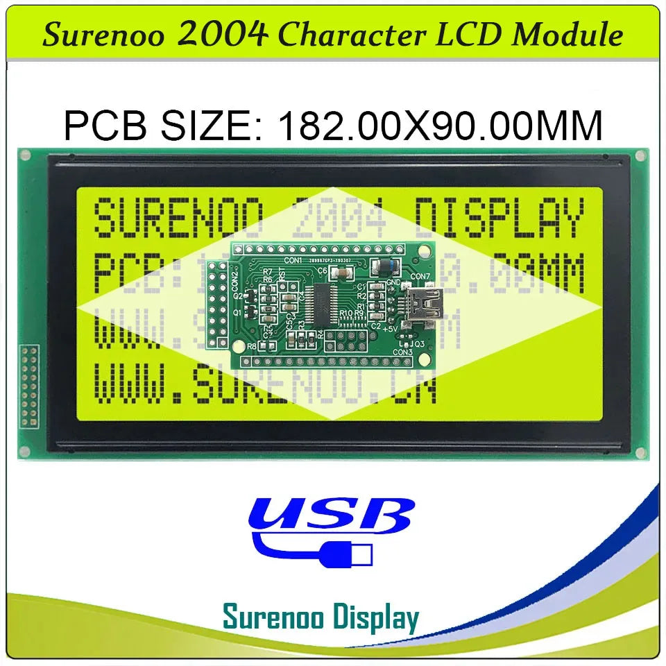 Largest 204 20X4 2004 Character LCD Module Display Screen Panel LCM Yellow Green with LED Backlight