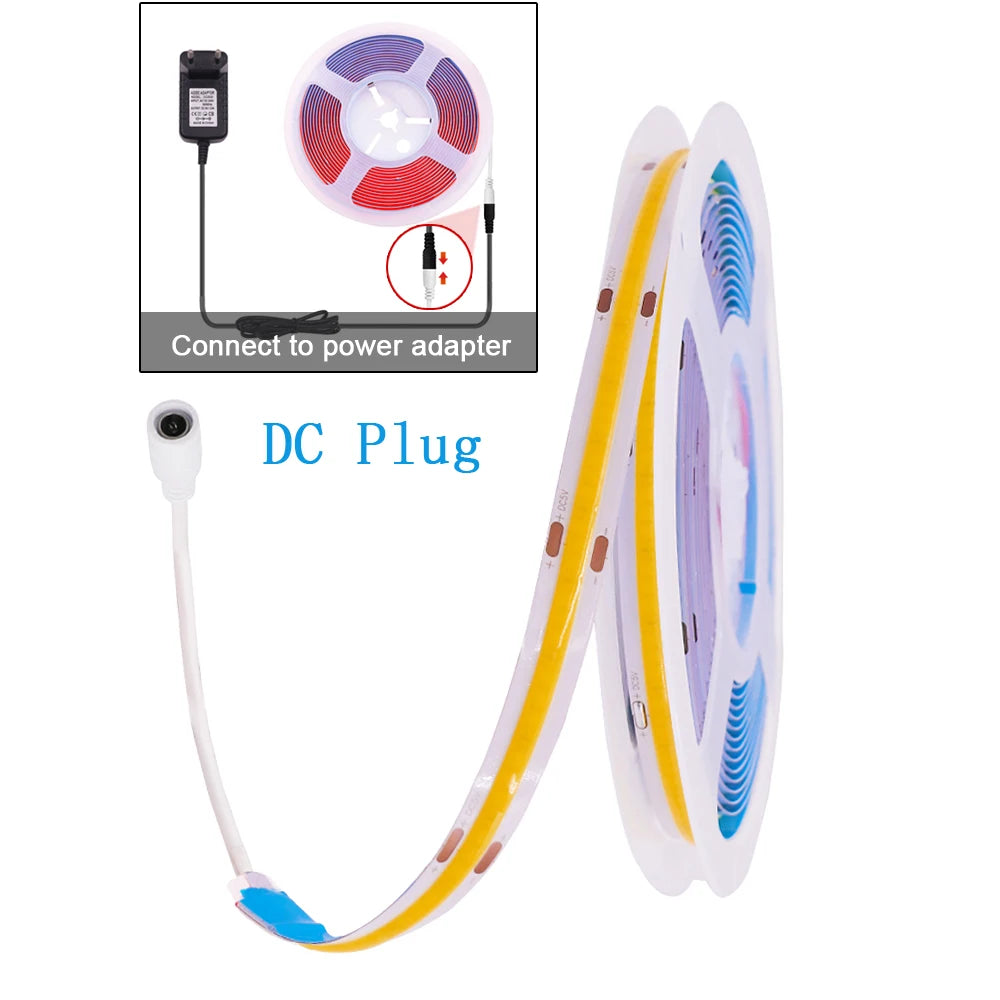 DC 5V LED COB Strip Light USB High Density Linear Lighting 320LED Flexible Tape Lights Warm Natural White Red Blue Green Decor