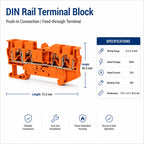 10PCS PT2.5‑QUATTRO 32A, 2‑in‑2‑out DIN Rail Push‑in Spring Double‑Deck Terminal Block, Quick Wiring Terminal Strip