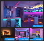 (EU Plug) LED Strip Light RGB Music Sync Color Changing  Sensitive Built-in Mic, App LED Lights DC12V Flexible