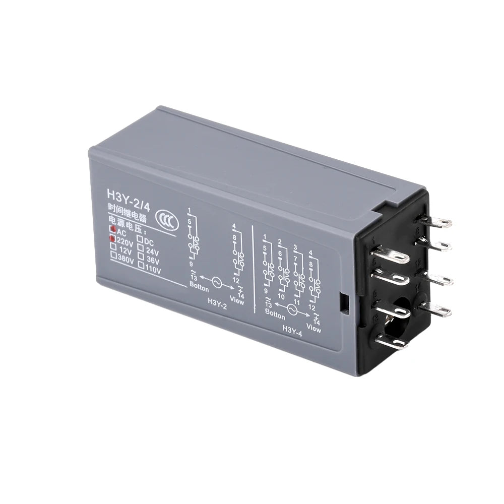 DC12V DC24V AC220V Digital Time Relay Mini Power-on Delay Controller Time Relay Cycle Time Control Delay Device with Base Socket