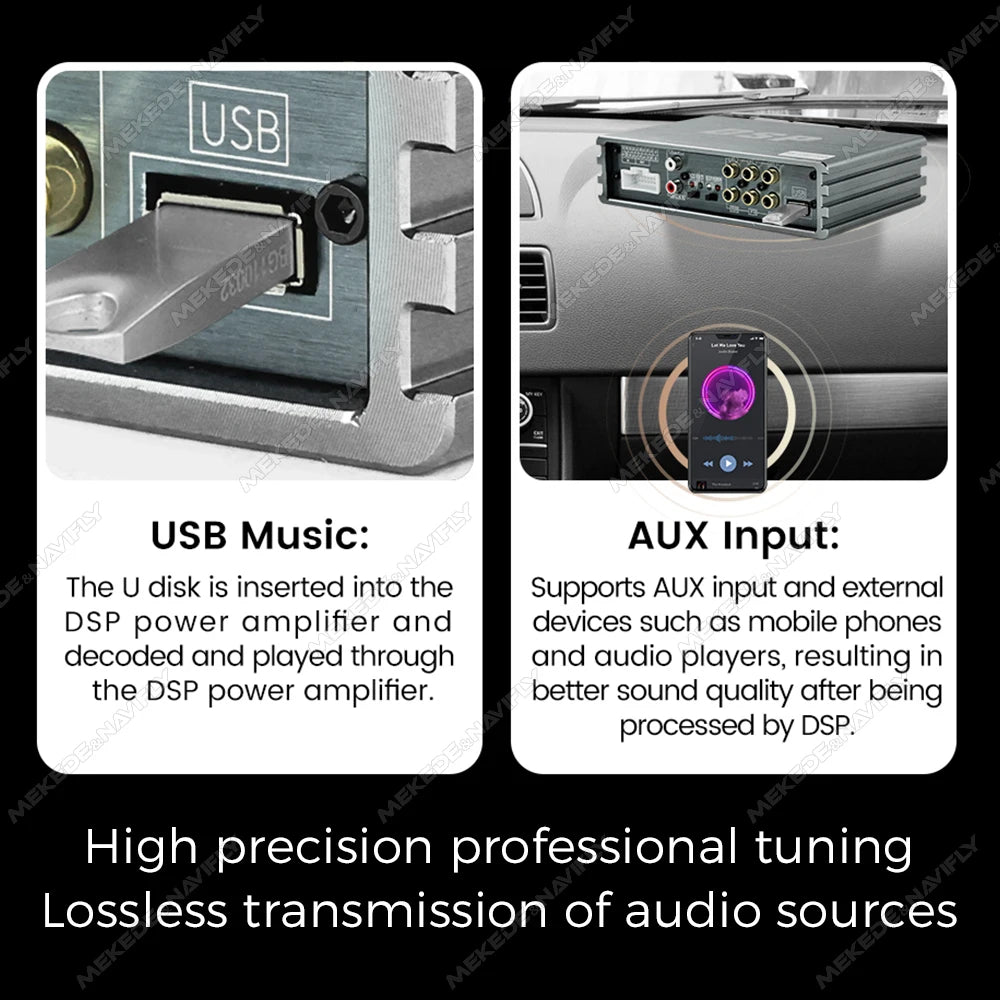 MEKEDE&NAVIFLY 4*50W Car DSP Amplifier Intelligent Car Audio System Universal Car Radio Digital Audio Processor Stereo Amplifier
