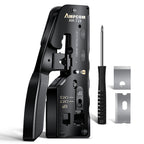 AMPCOM rj45 Crimper CAT7 Crimping Tool for Pass Through RJ11 RJ 45 Connector CAT6 CAT5E Modular Plugs With Wire Stripper Cutter