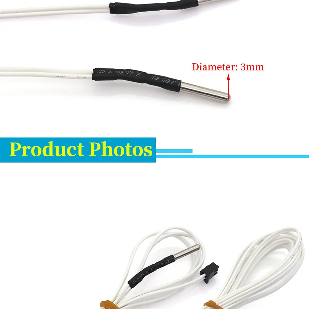1M/2M HT-NTC100K Thermistor Temperature Sensor For High Temperature Filament 350 Degrees Hotend Kit B3950 For 3D Printer Parts