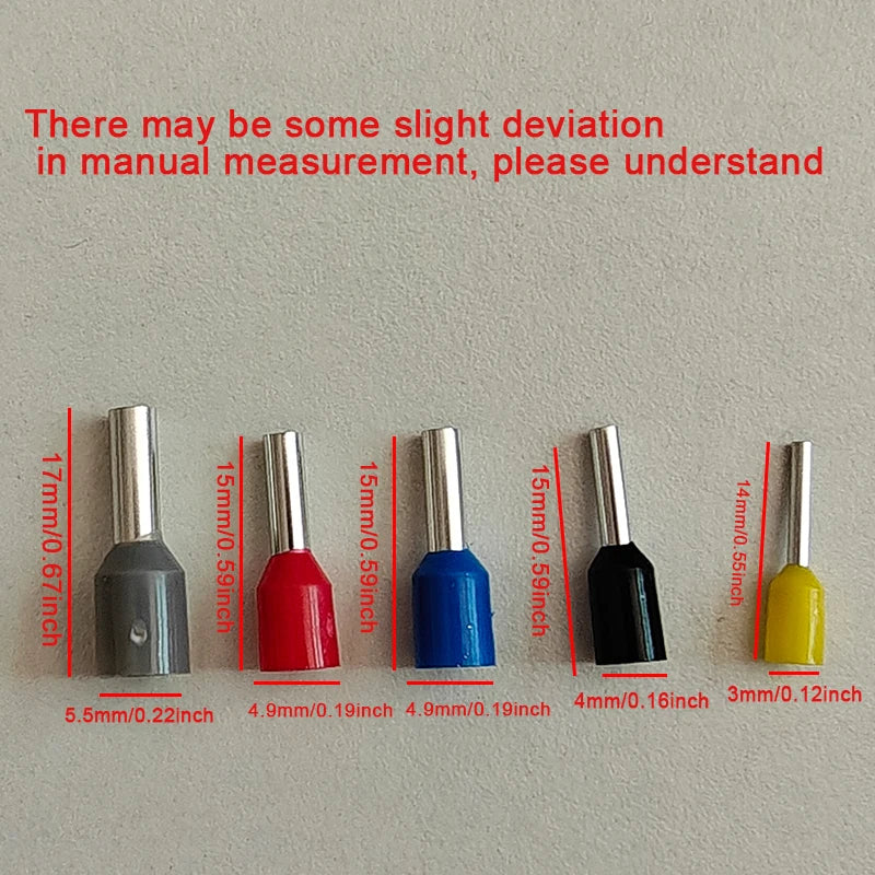 100PCS Electrical Tube Terminals Suit VE Tubular Block Cord End Connectors Cable Wire Connector