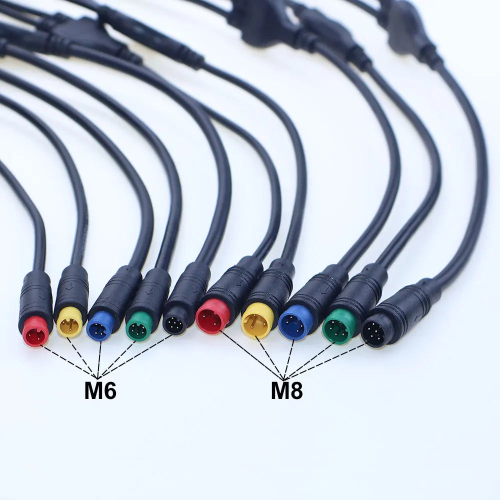 M6 M8 1 Male To 2 Female 2/3/4/5/6 Pin Ebike Splitter Sensor Connector Plug Electric Bicycle Butt Waterproof Cable Joint 40CM