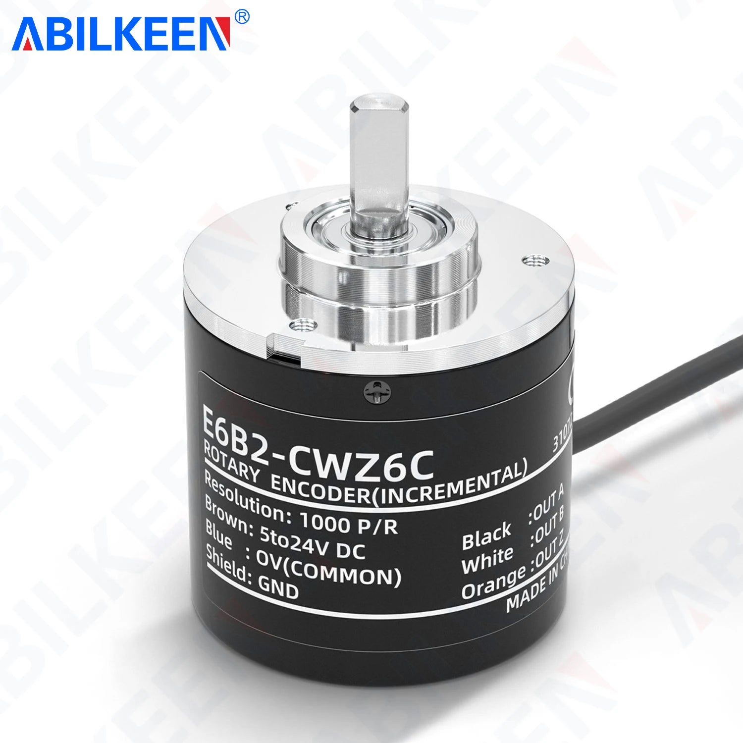 ABILKEEN E6B2 Series 40MM Incremental Rotary Encoder with 6MM Solid Shaft 100~5000 PPR Pluse Magnetoelectric Rotary Encoder