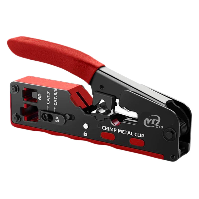 Rj45 Rj12 Rj11 Pass Through Crimp Plier Cat7 Cat6 Cat6A Cat5 Cat5e Stripping Crimping Tool with 8P/6P Ethernet Connectors