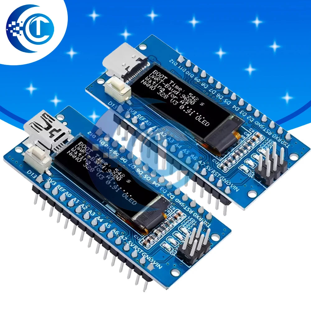 Nano V3.0 Development Board ATmega328P CH340C 0.91''white  OLED Display 128*32 For Arduino Nano V3.0 MINI USB