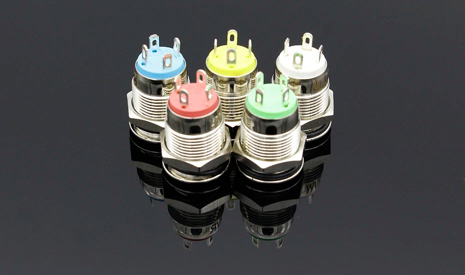 1PC 12MM with LED 3V 5V 12V 24V 220V Metal Button Switch Momentary push button auto reset waterproof illuminated