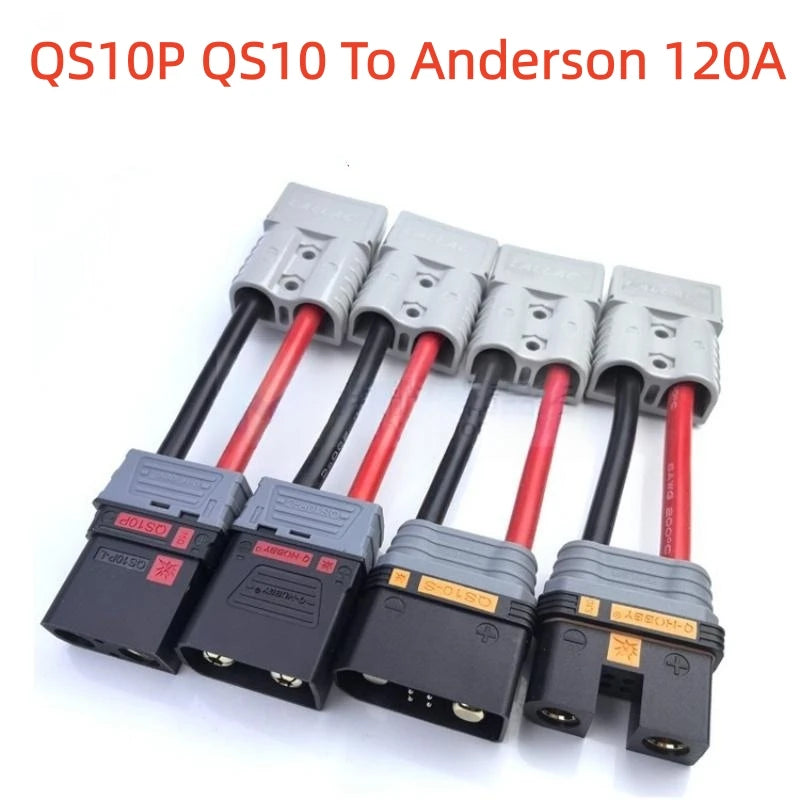 1PCS QS10P QS10 To Anderson 50A120A Patch Cord High Power Plug 6AWG 15CM 20CM 50CM