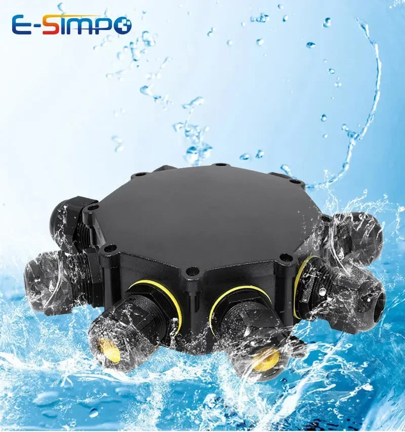 8Way Round IP68 Underwater Power Cord Junction Box 4-14mm M25 LED Fountain Lamp External Outdoor Light Wire Waterproof Cable Box