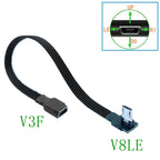 0.1M0.2M0.5M1M mini USB female to micro revolving connector, dash cam adapter cable, T-shaped port to Android navigation extensi