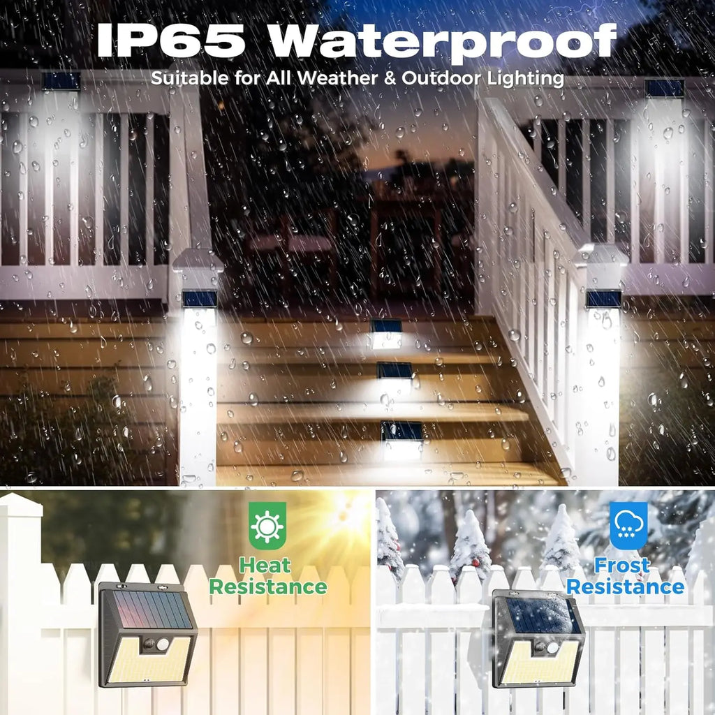 Solar Lights Outdoor Garden, 176 LED Ultra Bright Security Lights Motion Sensor, 3 Modes Waterproof Solar Powered Wall  Lights