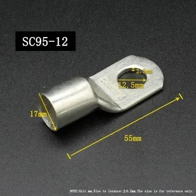 SC Type Wire Nose Terminal SC35 SC50 SC70 SC95 Bare Copper Battery Block Lugs Hole ID 6 8 10 12mm Crimp DTGA Cable End Connector