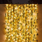 Solar String Light Artificial Leaf Flower Light Garland Decoration Outdoor Room Curtain Lamp Wedding Party Garden Solar Light