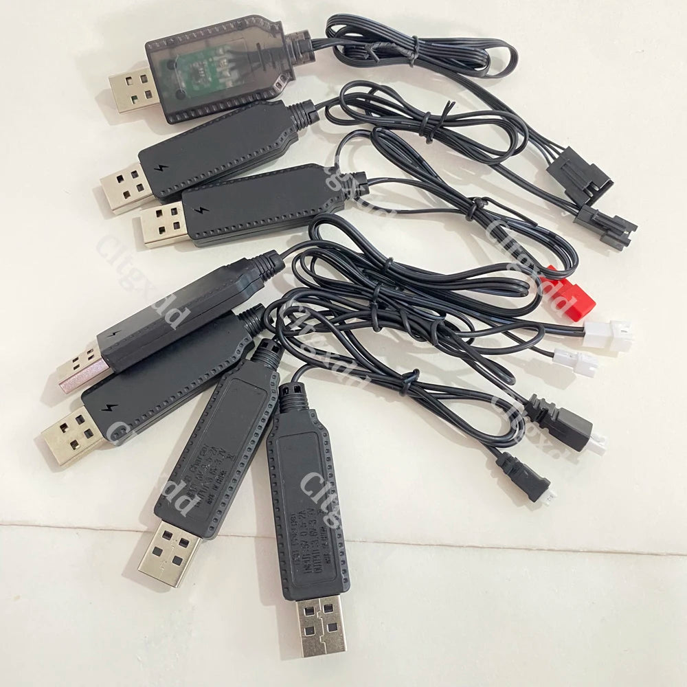 3.7V/7.4V USB Lithium Charging Cable SM-2P SM-4P JST XH2.54 PH2.0 MX2.0 1.25mm Adapter For RC Toy Car Drone Wide Compatibility