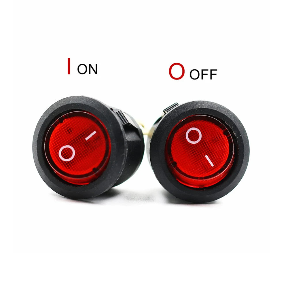 4/5/12pcs 3pin Round Switch LED 20A 12V DC With Color Switch Rocker Switch Can Be Used For Car Motorcycle Boat Bus RV