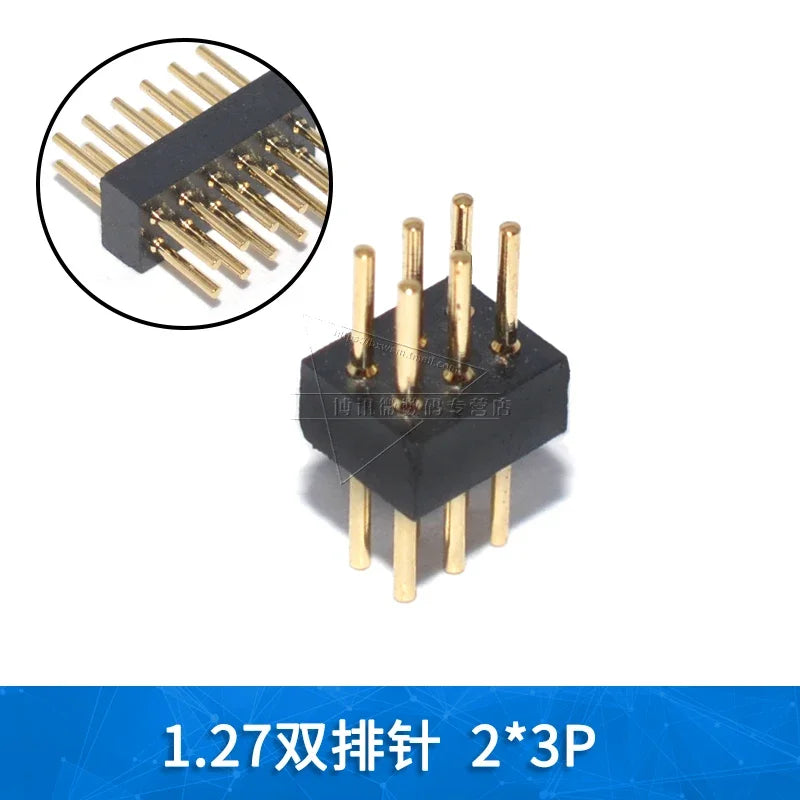5pcs round Hole 1.27mm Single Row Female Header Double Female Header Single Double Row Pin Gold Plated 2P 3P 4P-6Pin Connector