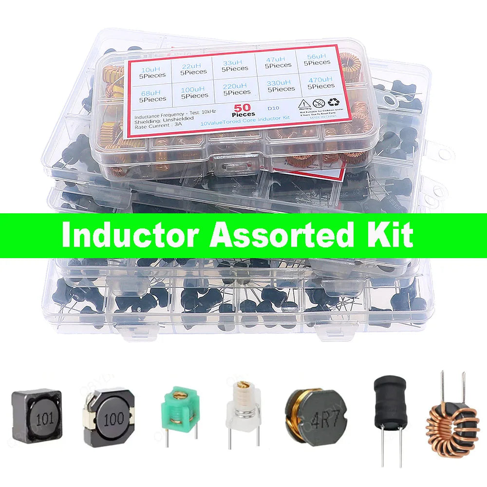 1uH-100mH I-Shaped Inductors Color Ring Inductors Toroid Core Choke DIP SMD Wire Wound Power Inductors Assorted Kit