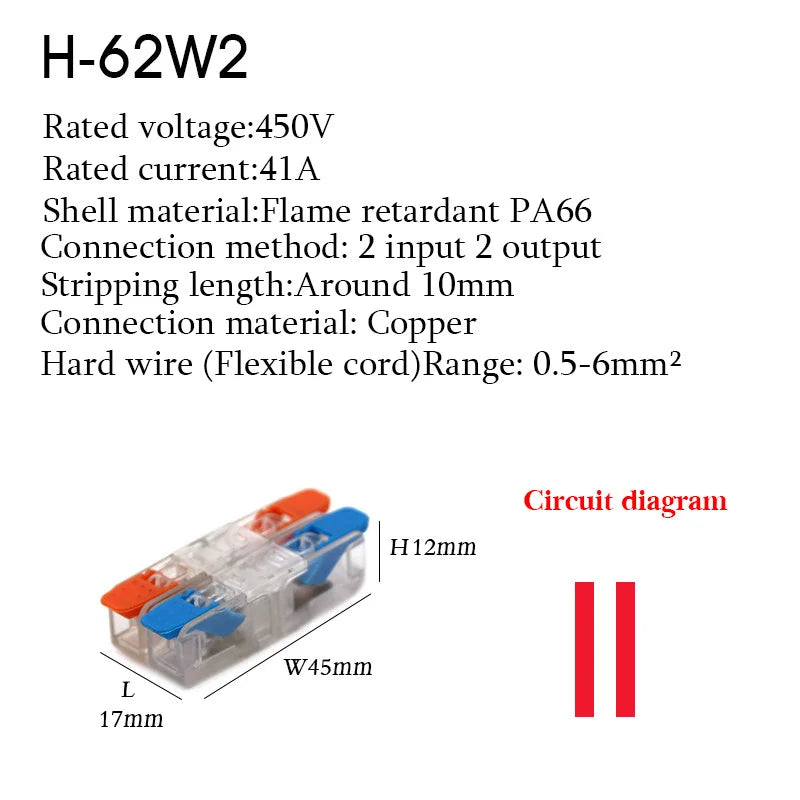 Wire Connector Electrical Terminal Blocks Splitter Led Push in Quick Connectors Conductor Cable  Junction Box 0.5-6mm²