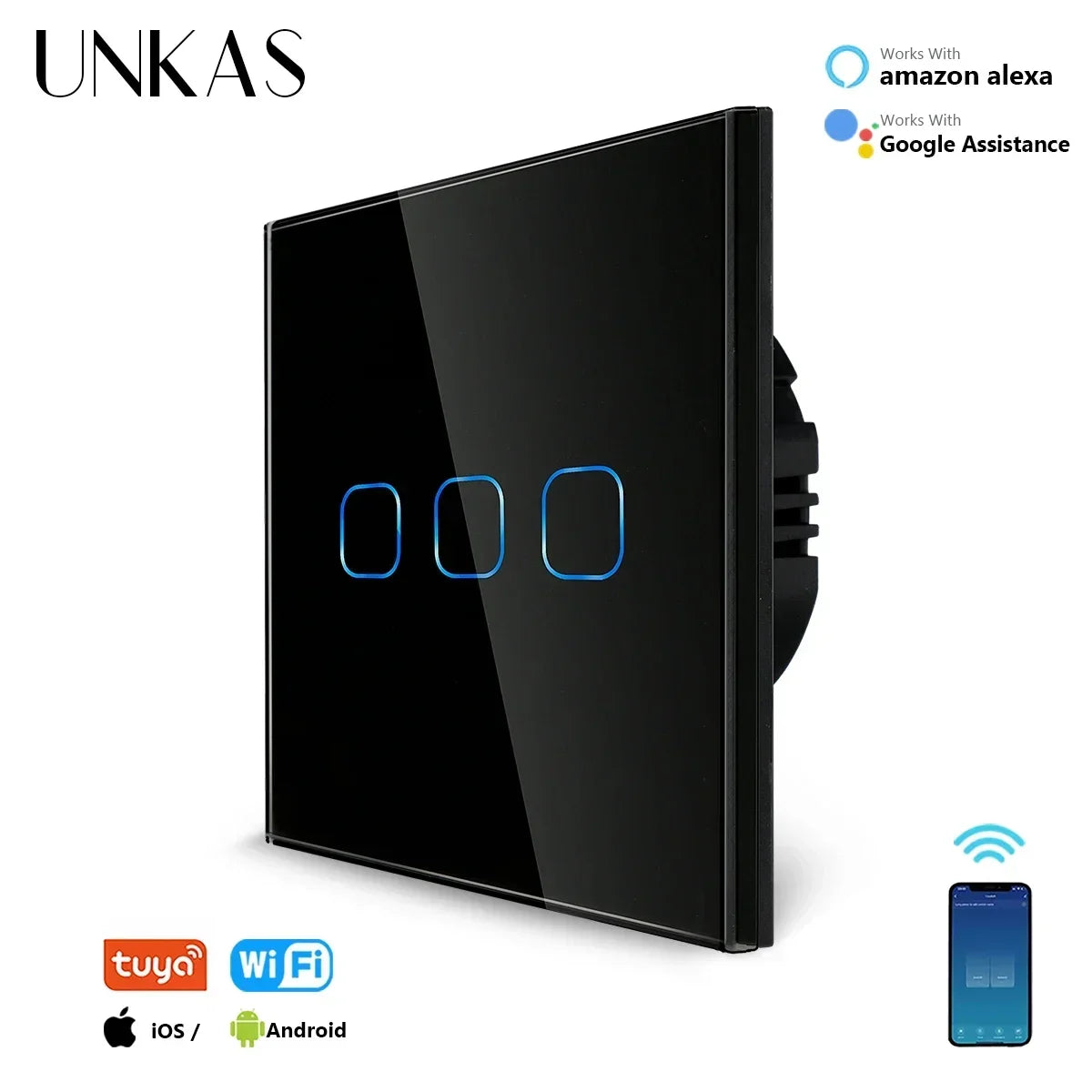 Smart Switches 1/2/3 Gang Wifi Touch Light Wall Sensor Switch Works with Tuya Control Smart Life Google Alexa Alice Yandex