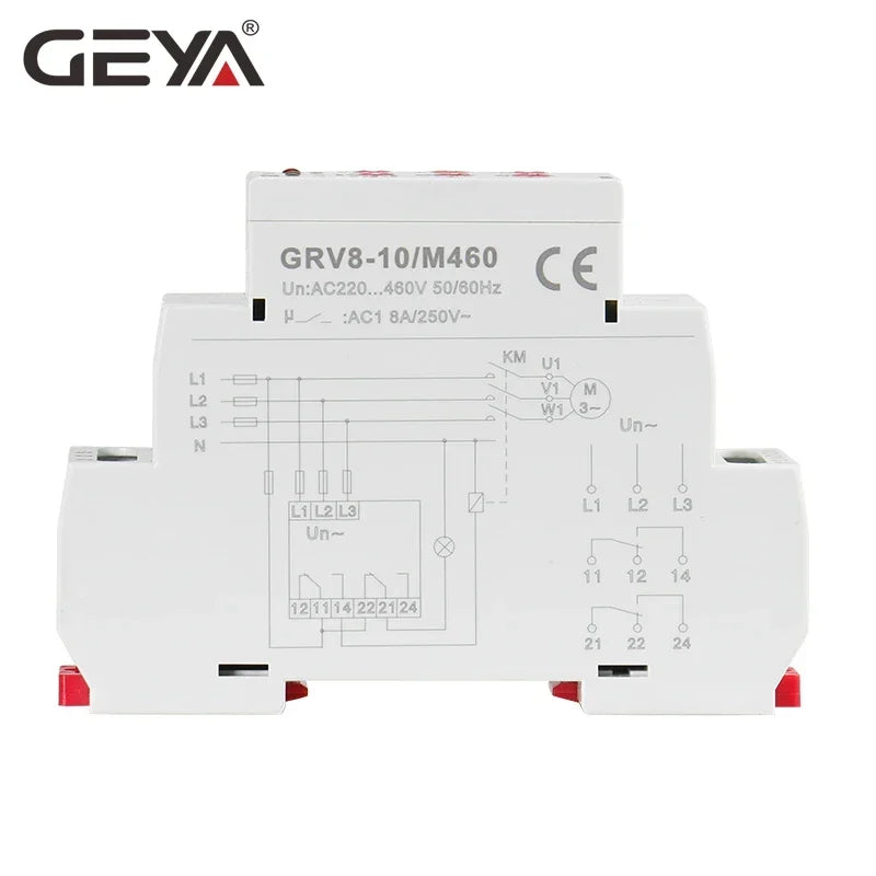 GEYA GRV8-10 36mm Width 3 Phase Voltage Monitoring Relay with Reset Time 0.1s-10s Voltage Relay