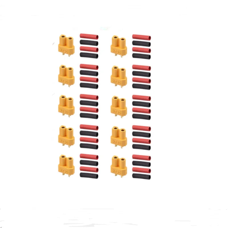 5/10 Pairs XT30 2mm Gold Plated Battery Connector with Heat Shrink Tube for Drones RC Cars