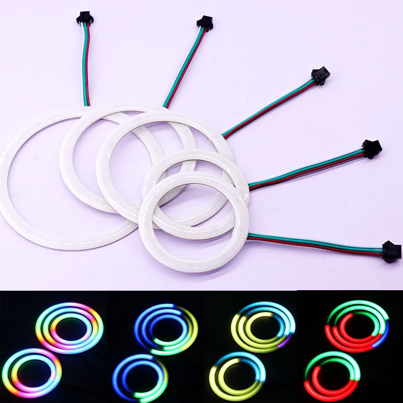 5V/12V WS2812 RGB COB Ring Light 27/48/74/96/120MM Individually Addressable with Built-in IC WS2812 WS2811 DC5V/12V RGB COB RING