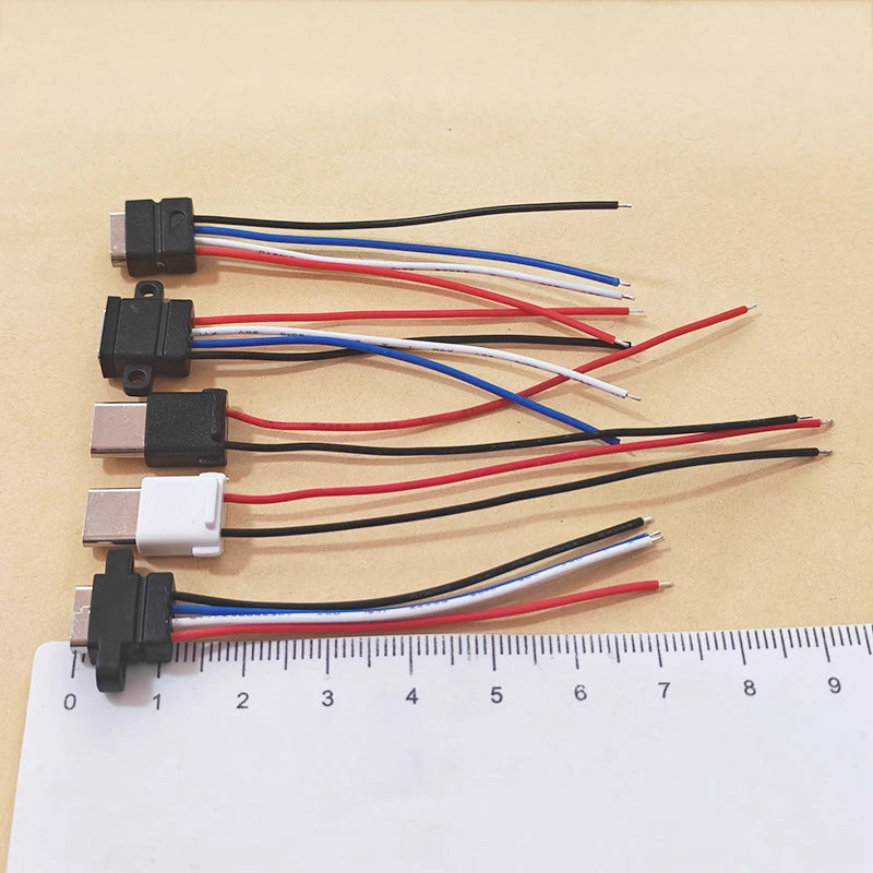 1/2/5PCS Type-C Male 2Pin Wired Connector Power Bank Dedicated 4Pin Waterproof Female Socket With Solder Wire For Electronics