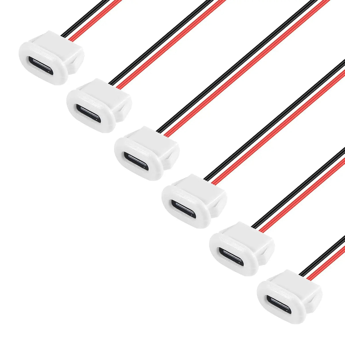 8PCS USB Power Connector USB-C Plug to 2 Pin Bare Wire Open End Connector Type C Female Chassis Waterproof Extension Power Cable