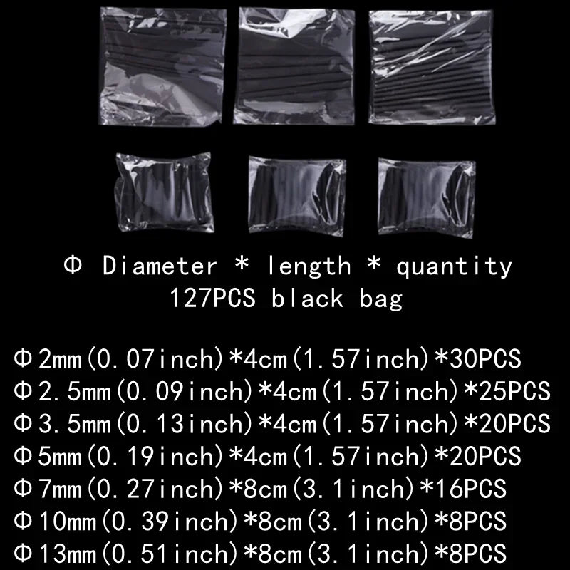 2:1 Times Shrink,Heat Shrink Tube Set,Polyolefin,Insulated Heat Shrinkable Sleeve for Wire Connection and Data Line Protection