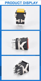 10PCS Momentary Latching KD2-21 22 23 24 Square Push Button Switch With LED Indicator 6PIN 8PIN 3A/250V 6A/125V ON-ON