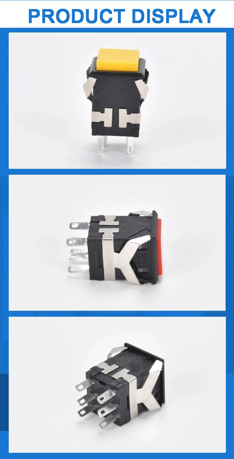 10PCS Momentary Latching KD2-21 22 23 24 Square Push Button Switch With LED Indicator 6PIN 8PIN 3A/250V 6A/125V ON-ON