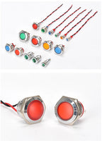 Waterproof metal indicator lamp 6/8/10/12/16/19/22MM power signal lamp 3V 5v 6v 12V 24V 110V 220V red/yellow/blue/green/white